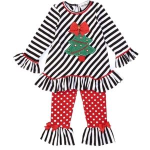 Christmas Tree striped Leggings Set Sz 18M Rare Editions